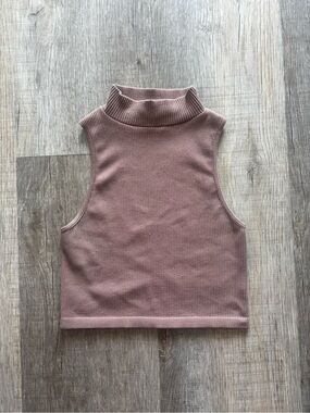 Zara: Sleeveless Ribbed Mock Neck Crop Top